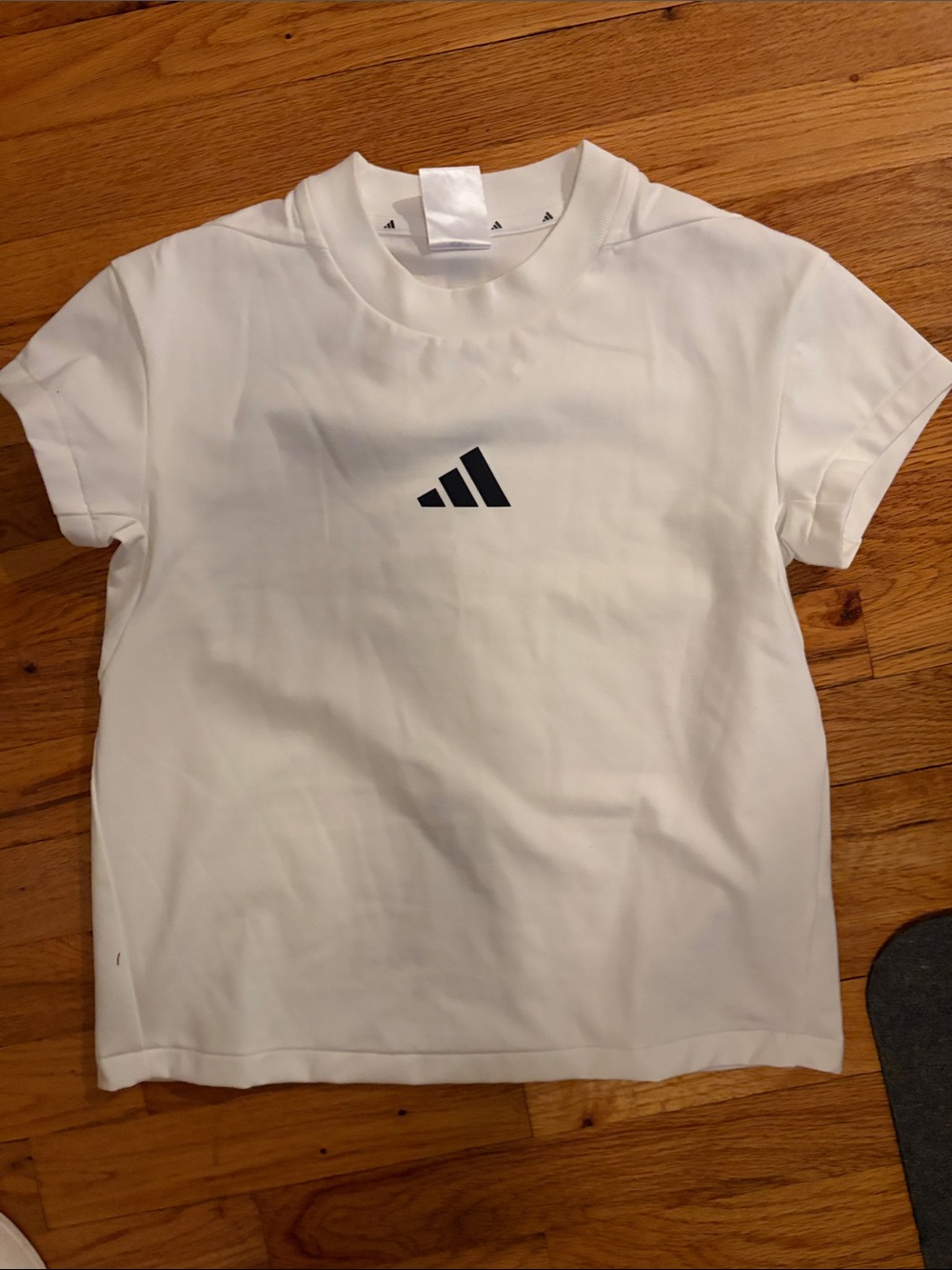 Adidas womans White Performance Tee with Black Logo